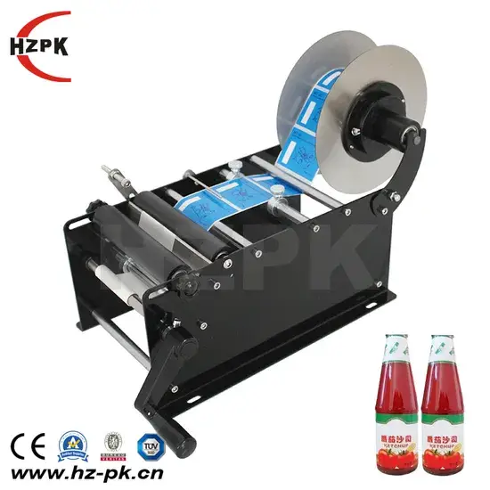 Máy đóng nhãn chai tròn tự động thương hiệu Hzpk hình ảnh 1-description