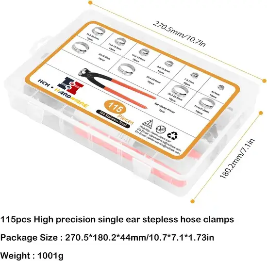 Bộ kẹp ống Pex bằng thép không gỉ SS304 không bước phù hợp với ống 6-28.6mm hình ảnh 1-description