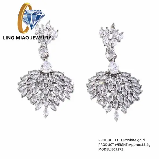 Bông tai hình giọt nước lá kim cương đầy đủ Joyas - Sự lựa chọn hoàn hảo cho phong cách thời trang nữ hình ảnh 1-description