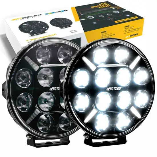 Đèn LED Chiếu Sáng 9inch 120W cho Xe Tải SUV 4WD - Màu Cam và Trắng Đôi DRL hình ảnh 1-description