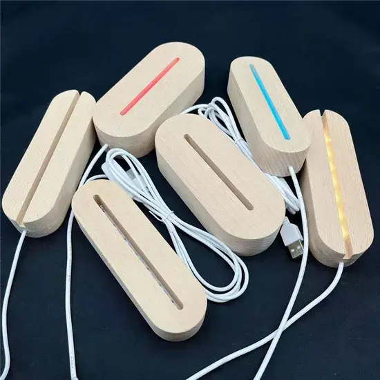 Bảng tròn gỗ đế đèn LED có kết hợp đèn ngủ USB và acrylic tự làm hình ảnh 1-description