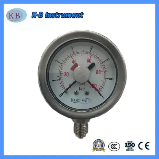 Vỏ Thép Không Gỉ 100mm kết hợp cùng Đồng Hồ Manometer Chỉ Đỏ hình ảnh 1-description
