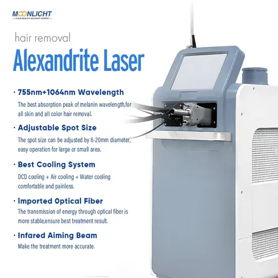 Kỹ thuật 1064 Laser ND YAG mới, sợi kéo dài cho việc loại bỏ lông vùng kín bằng công nghệ Alex Laser Alexandrite hình ảnh 1-description