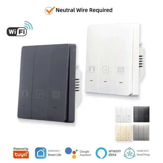 Công tắc điều khiển rèm thông minh SLS kết nối WiFi với nút bấm cho rèm cửa hình ảnh 1-description