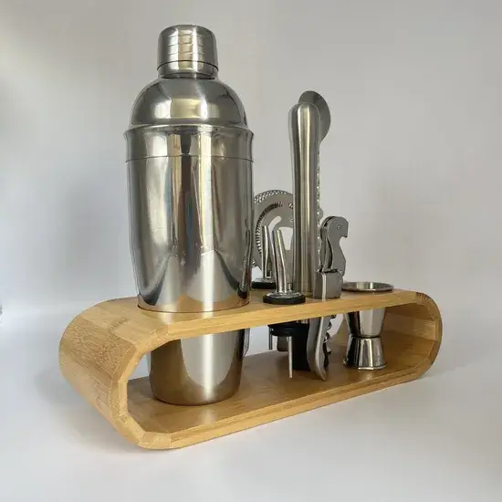 Bộ dụng cụ pha chế chuyên nghiệp từ thép không gỉ kèm shaker cocktail và bamboo hình ảnh 1-description