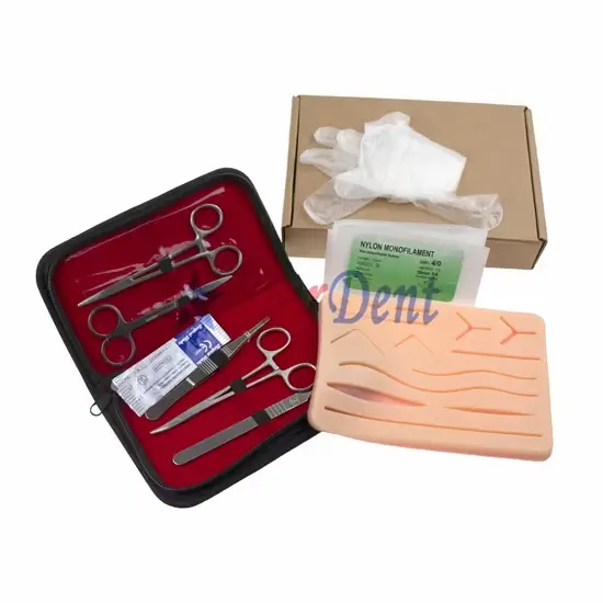 Mô hình đào tạo nha khoa với bộ dụng cụ khâu silicone và thép cho nha sĩ thực hành phẫu thuật hình ảnh 1-description