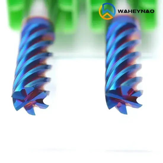 Đầu phay carbide Anting 6 lưỡi HRC68 phủ màu xanh - công cụ cắt đầu phay chất lượng hình ảnh 1-description