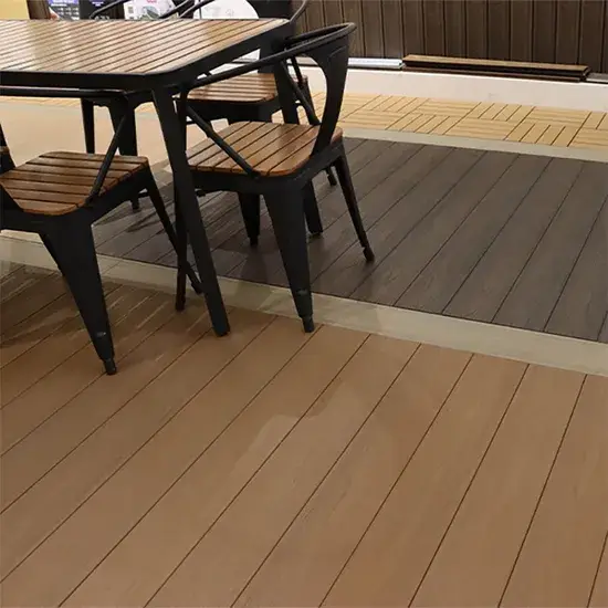 Sàn WPC vân gỗ màu xám chống mục nát, phù hợp sử dụng ngoài trời hình ảnh 1-description