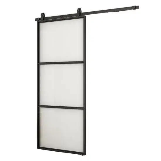 Cửa barn trượt kết hợp giữa kính và sắt nghệ thuật dành cho không gian nội thất hình ảnh 1-description