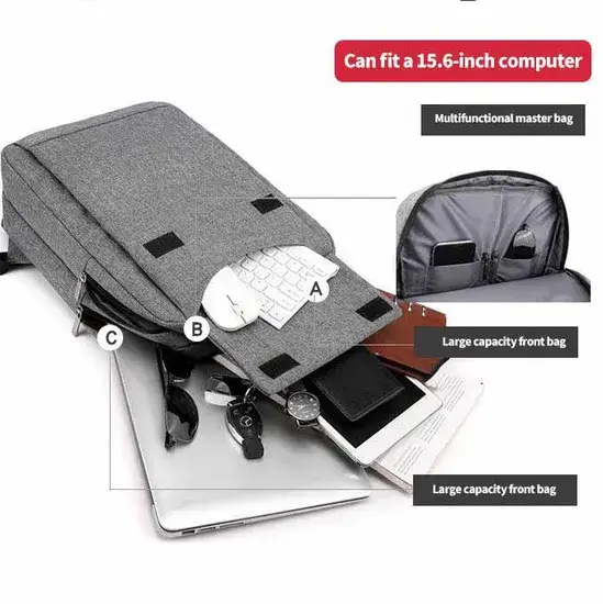 Ba lô laptop nam với chất liệu nylon, thiết kế hợp thời trang và in logo theo yêu cầu hình ảnh 1-description