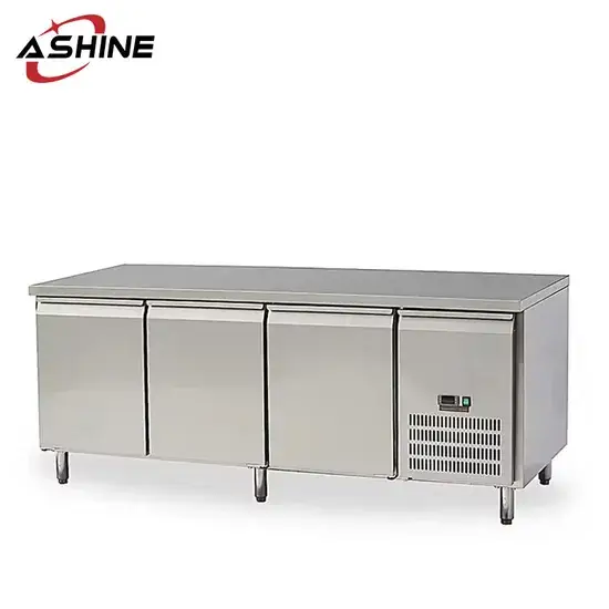 Tủ lạnh bàn làm việc bằng thép không gỉ với 4 cửa thương mại cho không gian nhà bếp hình ảnh 1-description