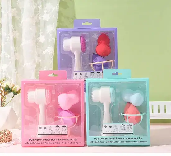 Bàn chải tay cầm rửa mặt, công cụ làm sạch da mặt với bông trang điểm hình ảnh 1-description