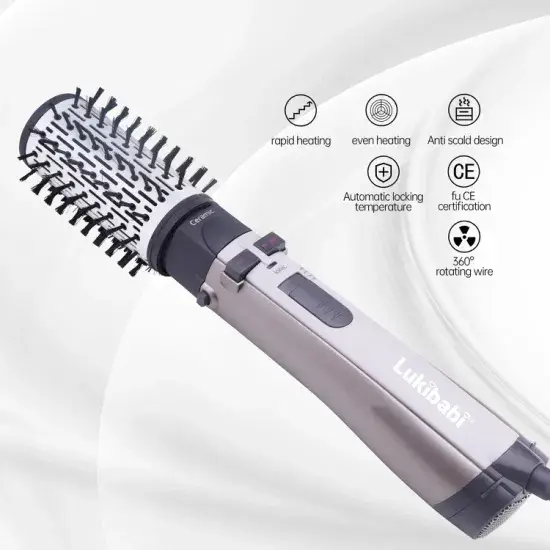 Máy sấy tóc 3 trong 1 với công nghệ không khí nóng, bàn chải tự động và lược điện gió xoay hình ảnh 1-description