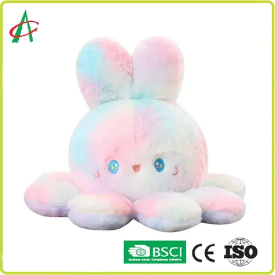 Gối ôm thỏ bạch tuộc cầu vồng - Đồ chơi nhồi bông dành cho trẻ em, mua sỉ hình ảnh 1-description