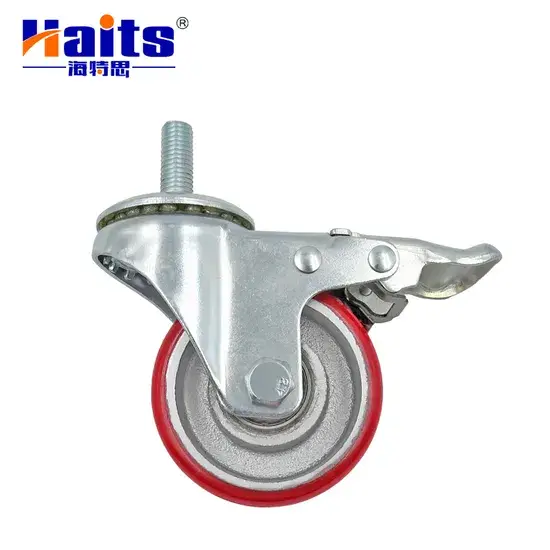 Bánh xe pu công nghiệp 3.5 inch từ nhà sản xuất Trung Quốc kèm phanh vít kiểu khách sạn hình ảnh 1-description
