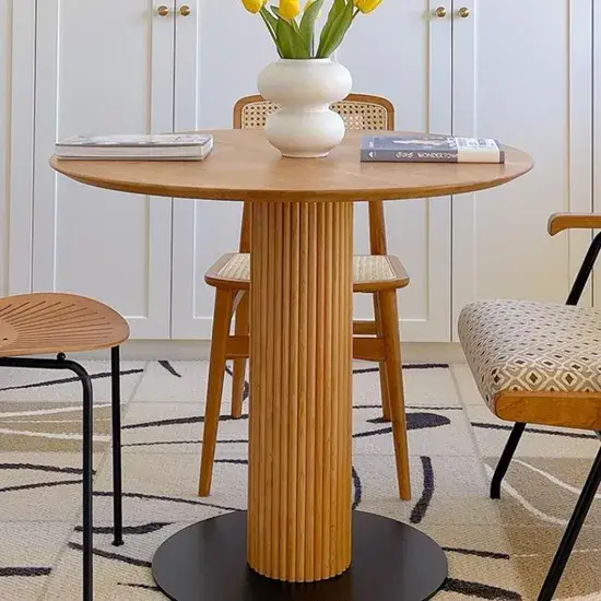 Bàn cà phê gia đình từ gỗ tự nhiên nhỏ tròn hình ảnh 1-description