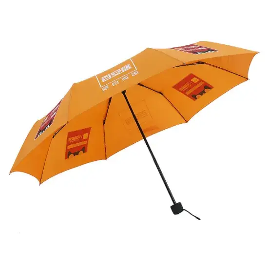 Ô gập ba lớp màu cam chống gió, thiết kế cầm tay, in logo công ty làm quà tặng độc đáo hình ảnh 1-description