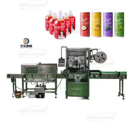 Máy tự động dán nhãn ống bọc chai đồ uống bằng phim PVC trong hầm làm nóng Pet OPS hình ảnh 1-description