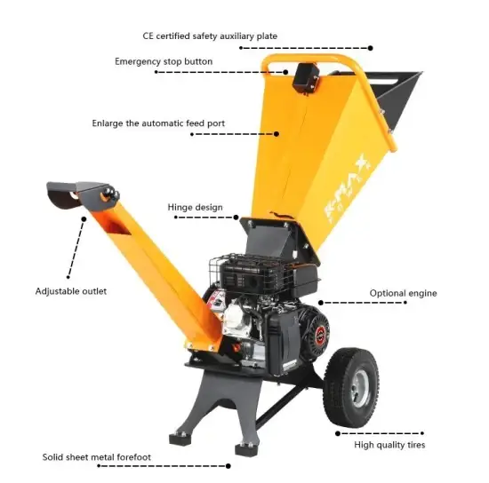 Máy băm gỗ mini 7HP chạy xăng Trung Quốc dành cho việc cắt cành cây hình ảnh 1-description