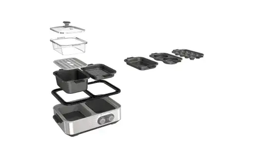 Lò nướng điện kết hợp nồi lẩu, thiết bị đa năng cho BBQ Hàn Quốc, bít tết và mì, không khói, nhiệt độ độc lập hình ảnh 1-description