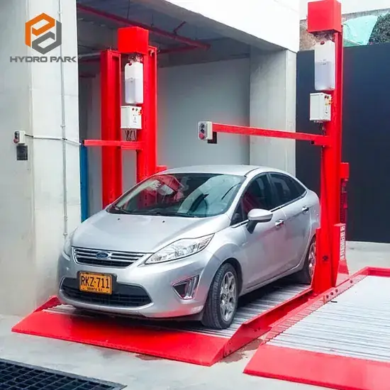 Bệ nâng ô tô thủy lực hai tầng với hệ thống hai cột nâng hình ảnh 1-description