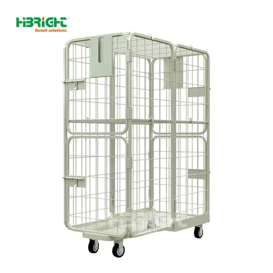 Lồng chứa hàng di động gập được, thùng logistics, xe đẩy trong kho, đảm bảo an toàn và tiết kiệm không gian hình ảnh 1-description
