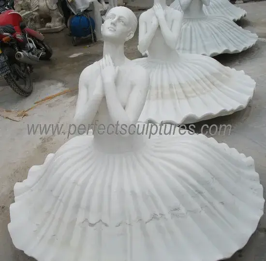 Đá cẩm thạch trắng - Tượng điêu khắc nghệ thuật kích thước thật vũ công ballet (SY-X1852) hình ảnh 1-description