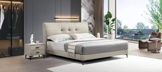 Bộ nội thất phòng ngủ khách sạn với giường đôi hiện đại chất liệu gỗ tự nhiên hình ảnh 1-description