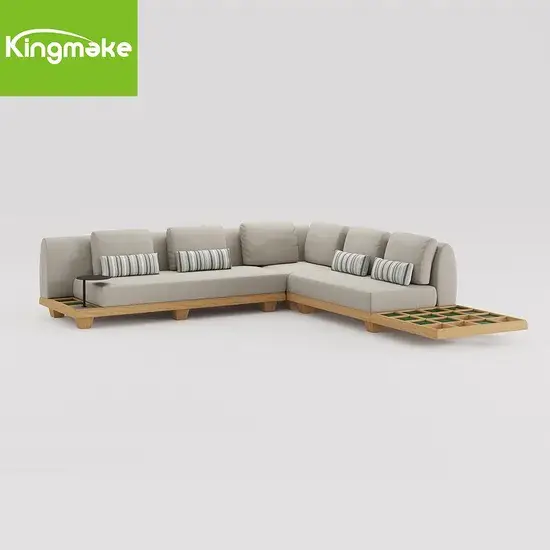 Ghế sofa gỗ tếch chống thời tiết, phong cách hiện đại dành cho sự kiện tổ chức bên bãi bơi hình ảnh 1-description