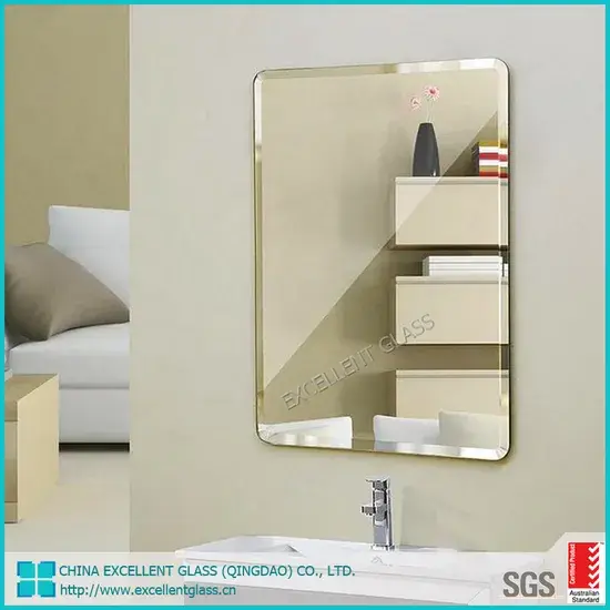 Khung gương tròn 4mm không đồng / Gương bạc siêu sáng mài cạnh / Phòng tắm hình ảnh 1-description
