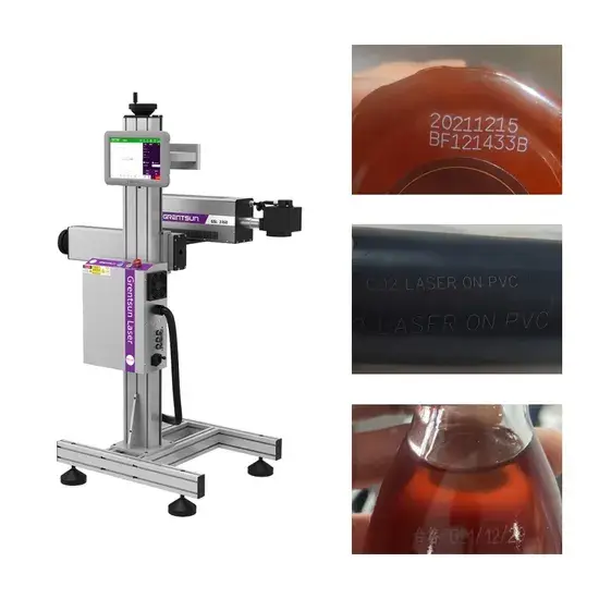 Máy khắc laser CO2 tự động cho chai Pet dược phẩm với kiểm soát số lô chất lượng hình ảnh 1-description
