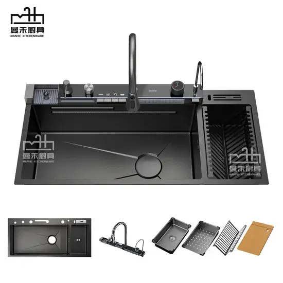 Bồn rửa chén thông minh từ chất liệu thép không gỉ với thiết kế giỏ chén tiện lợi hình ảnh 1-description