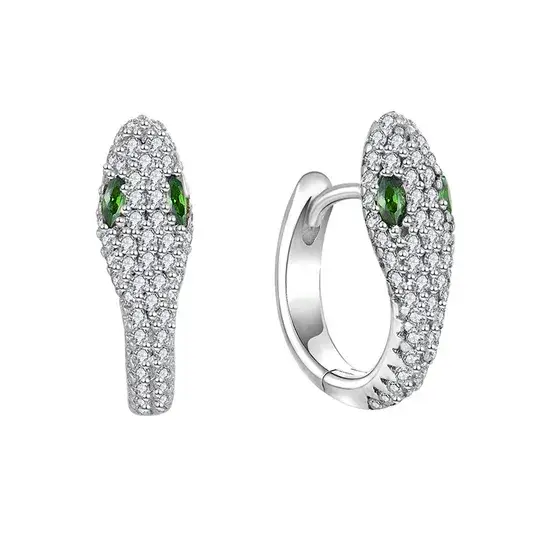 Nhẫn bạc sterling hình rắn mở phong cách, kết hợp đá zircon tự nhiên hình ảnh 1-description