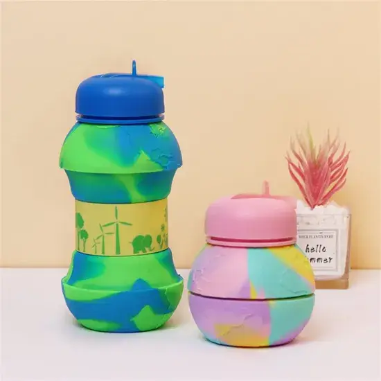 Bình nước thể thao silicone gập gọn, chống rò rỉ, tiện lợi và độc đáo hình ảnh 1-description