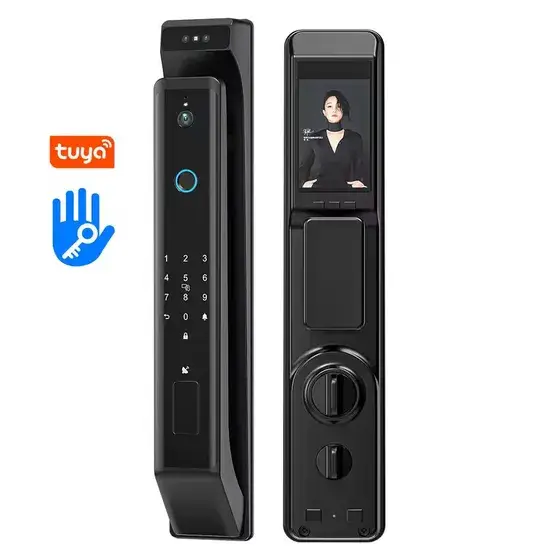 Khóa cửa thông minh tích hợp ứng dụng WiFi Tuya và Ttlock, hỗ trợ nhận diện khuôn mặt, vân tay, mã PIN, đường nét lòng bàn tay và thẻ IC hình ảnh 1-description