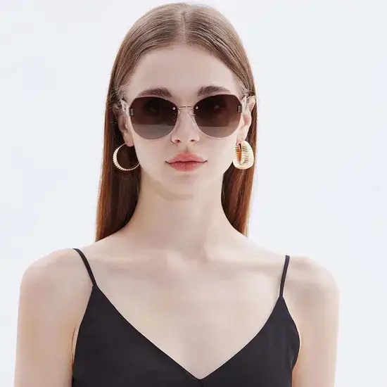 Kính mát gọng kim loại không viền, tròng nylon chống chói cho nam nữ - Mẫu kính mát bán chạy và cá tính hình ảnh 1-description