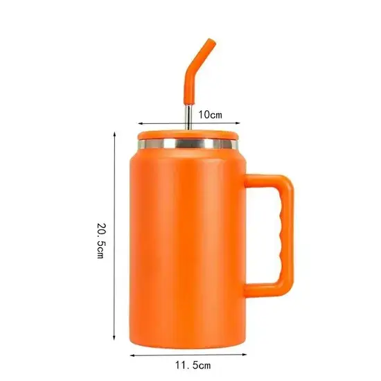 Cốc du lịch có tay cầm và ống hút, dung tích 50oz, chất liệu thép không gỉ hai lớp, thiết kế chân không di động mới hình ảnh 1-description