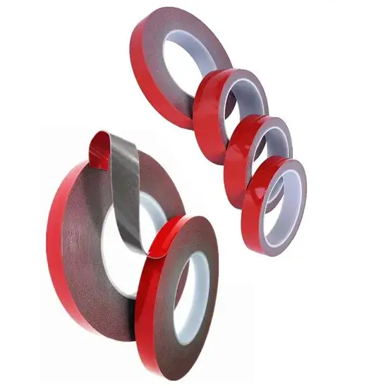 Băng dính hai mặt siêu mạnh, có thể tái sử dụng, chất liệu acrylic màu đỏ hình ảnh 1-description