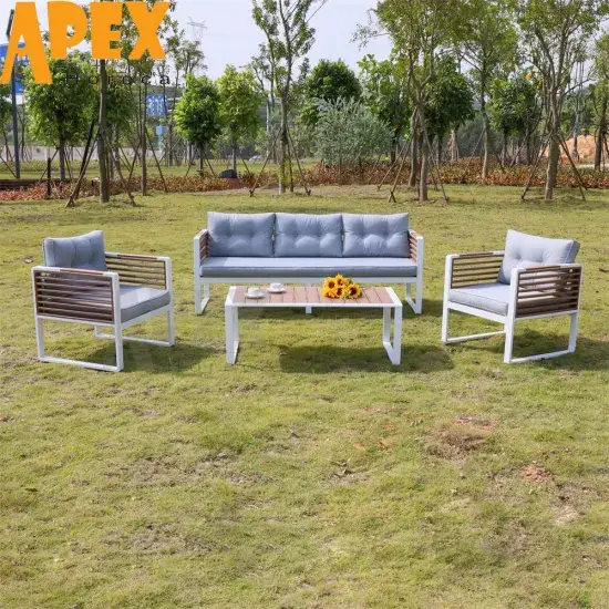 Bộ sofa ngoài trời thủ công với dây thừng và vải chống thấm nước, mang lại sự thoải mái và phá cách hiện đại cho không gian thư giãn hình ảnh 1-description