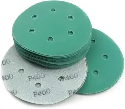 Bánh đĩa giấy nhám vòng màu xanh 400 Grit - Kích thước 7 inch, Loại Ao Hook and Loop hình ảnh 1-description