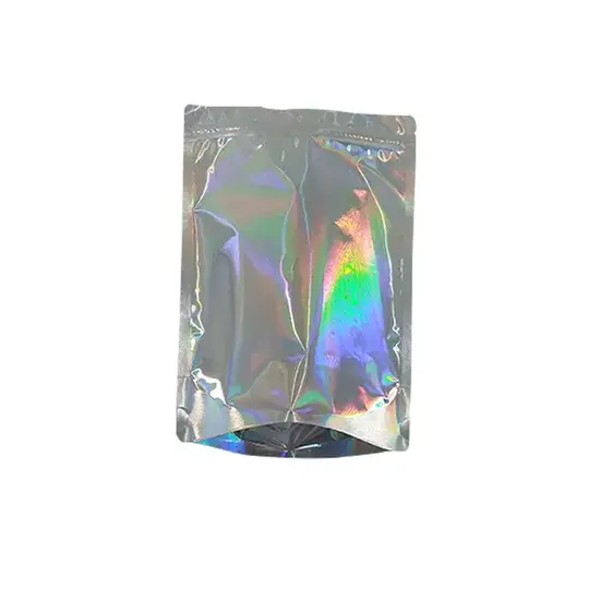 Túi đứng Mylar bảo bì thực phẩm, thiết kế logo riêng, khóa zip tiện lợi, phong cách holographic, phù hợp để đựng kẹo ăn hình ảnh 1-description