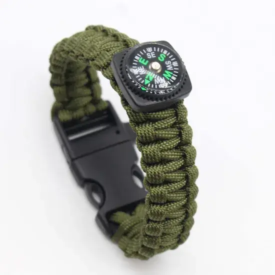 Dây paracord sinh tồn dành cho cắm trại và trekking ngoại ô với còi và la bàn hình ảnh 1-description